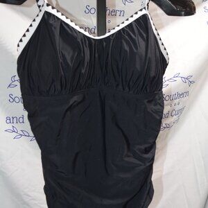 Aqua Eve Black Tank Swimsuit, One Piece, Size 16W